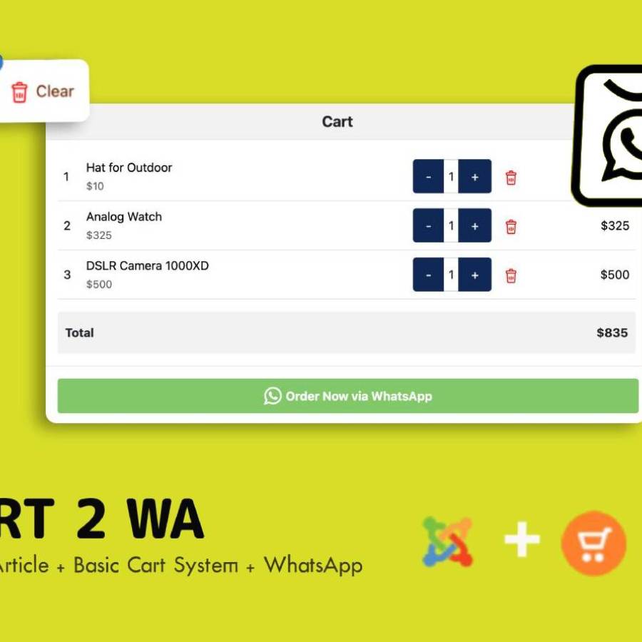 Introducing Cart2WA, a Joomla WhatsApp Cart module for your simple needs!